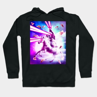 Laser Eyes Space Cat Riding Dog, Unicorn - Rainbow Hoodie